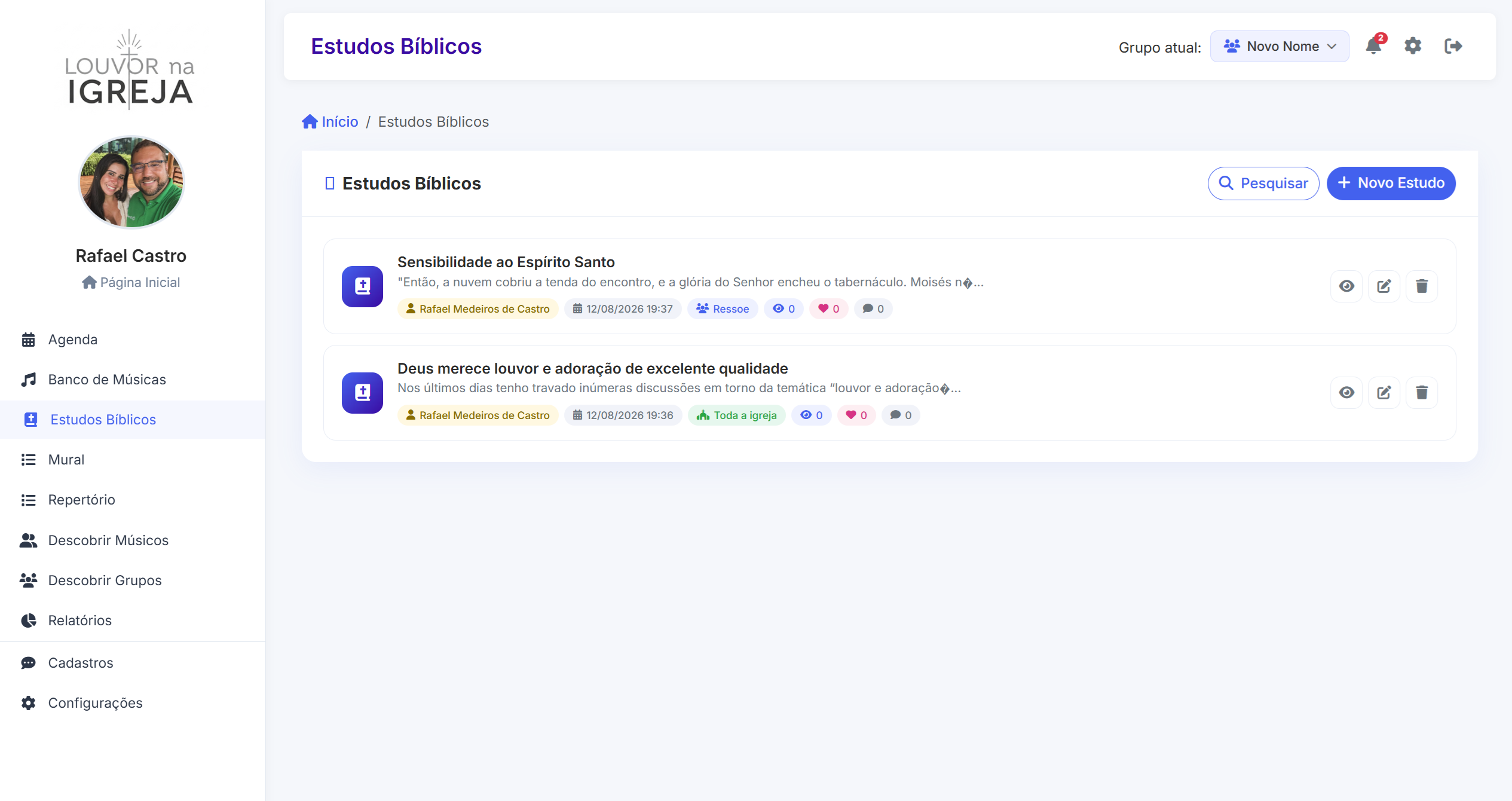 Estudos Bíblicos para todas as equipes ou para algumas